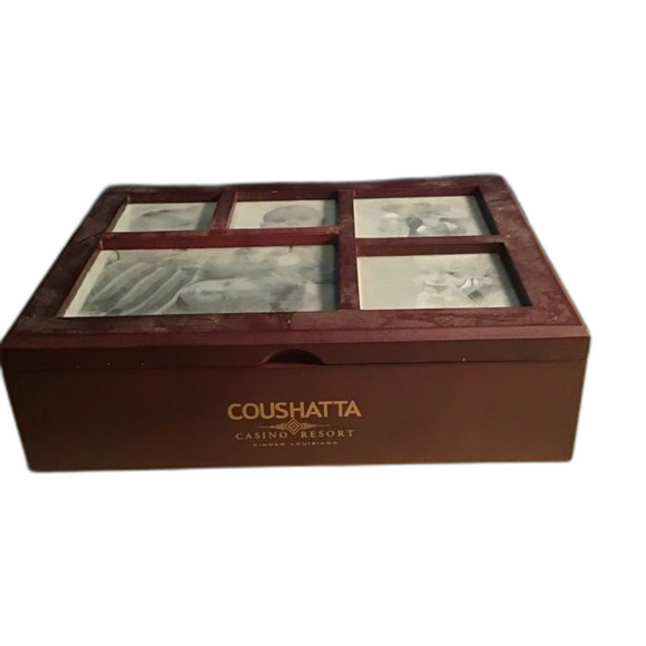 Mahogany - Toned Finish 9.5 x 7 in Storage Box w/5 Photo Slots Holds Whatever - Picture 4 of 7